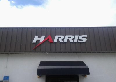 Harris exterior letters above door
