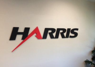 Harris fabricated letters on wall