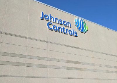 Johnson Controls exterior building sign channel letters day