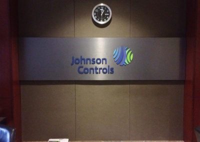 Johnson Controls interior reception sign
