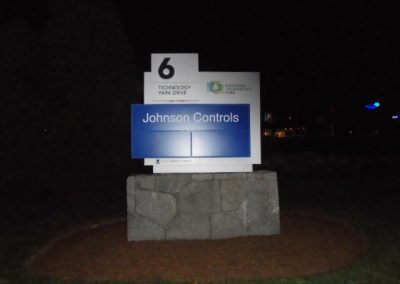 Johnson Controls monument sign night