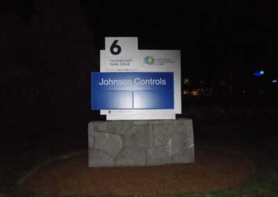 Johnson Controls monument sign night