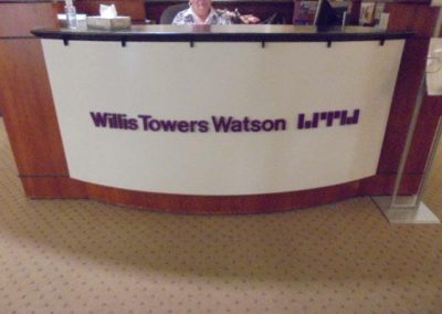 Willis Towers Watson reception desk dimensional letters