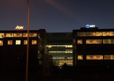 NTT signage at night