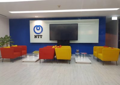 NTT logo in waiting room