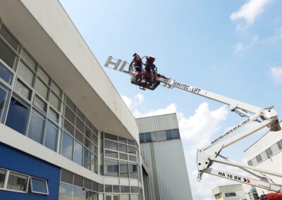 hitachi program global brand implementation TISA - exterior signage install